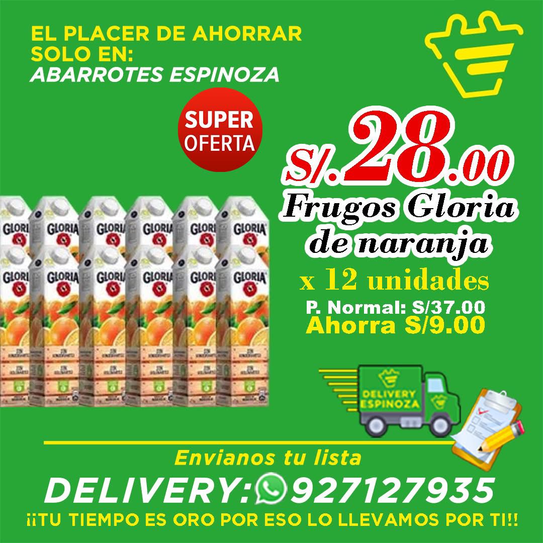 Caja de frugos gloria Naranja x12 und