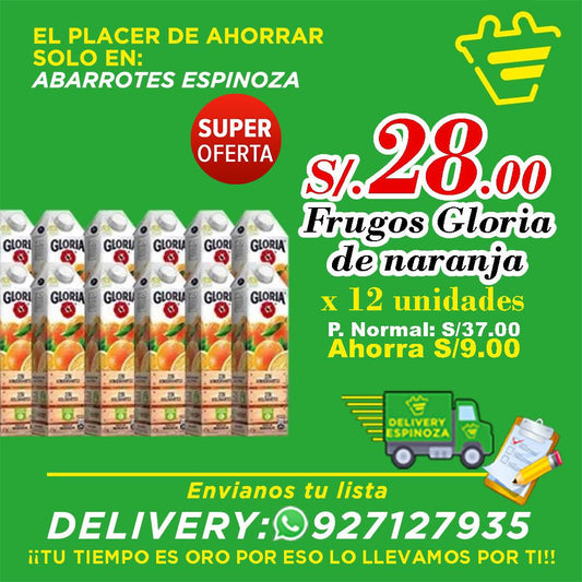 Caja de frugos gloria Naranja x12 und